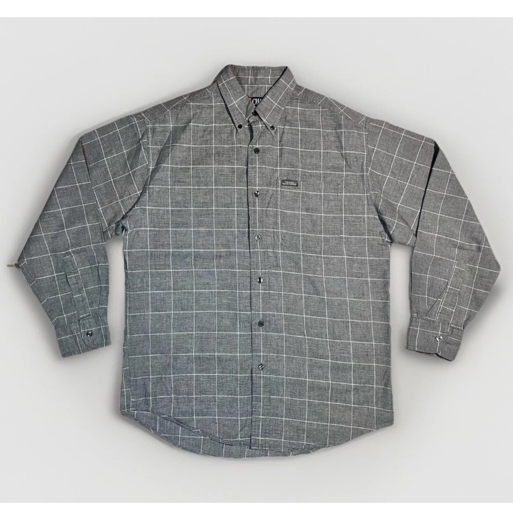 Chaps Ralph Lauren Button Down Long Sleeve Shirt Men's Size Medium Solid Gray